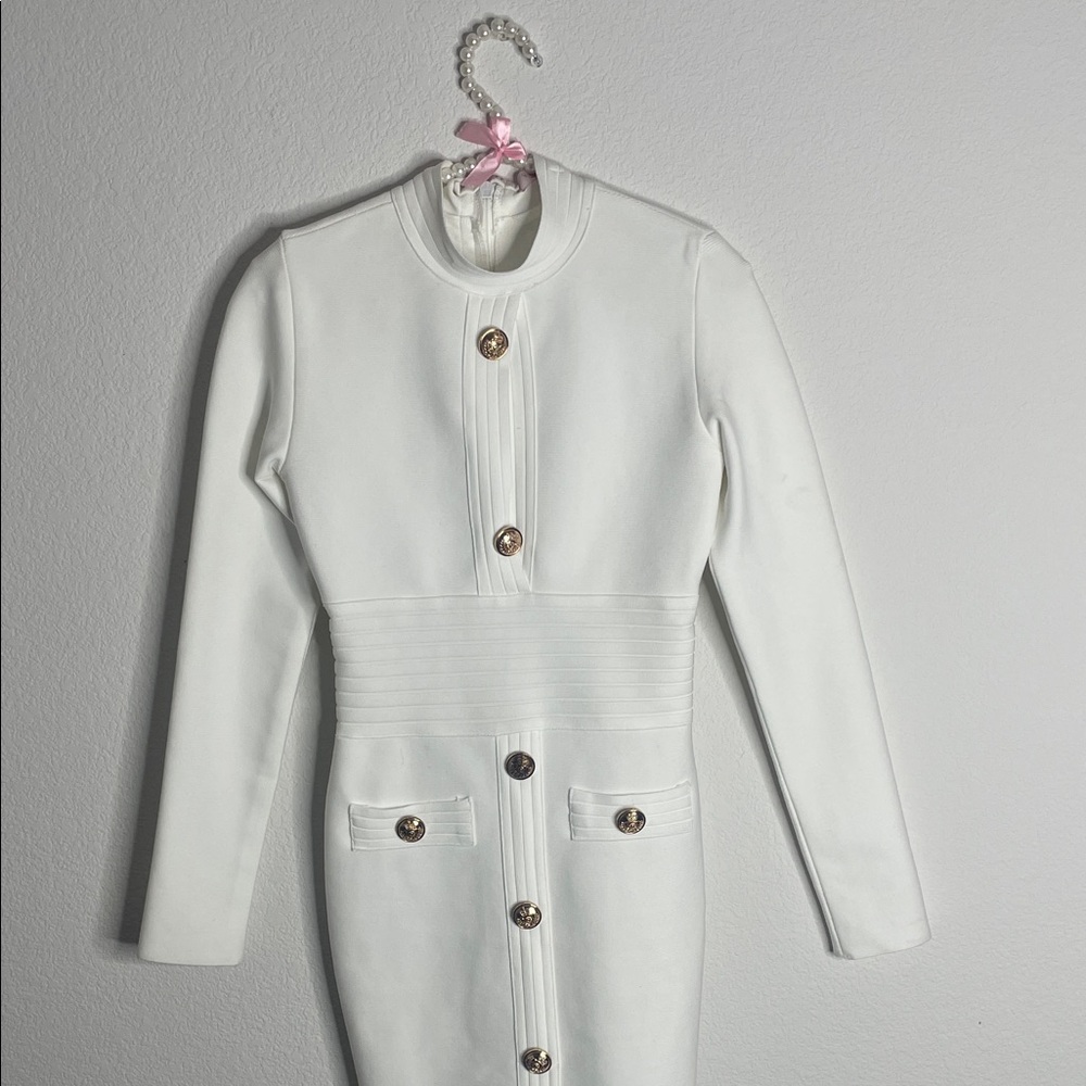 Elegant White Button-Down Dress